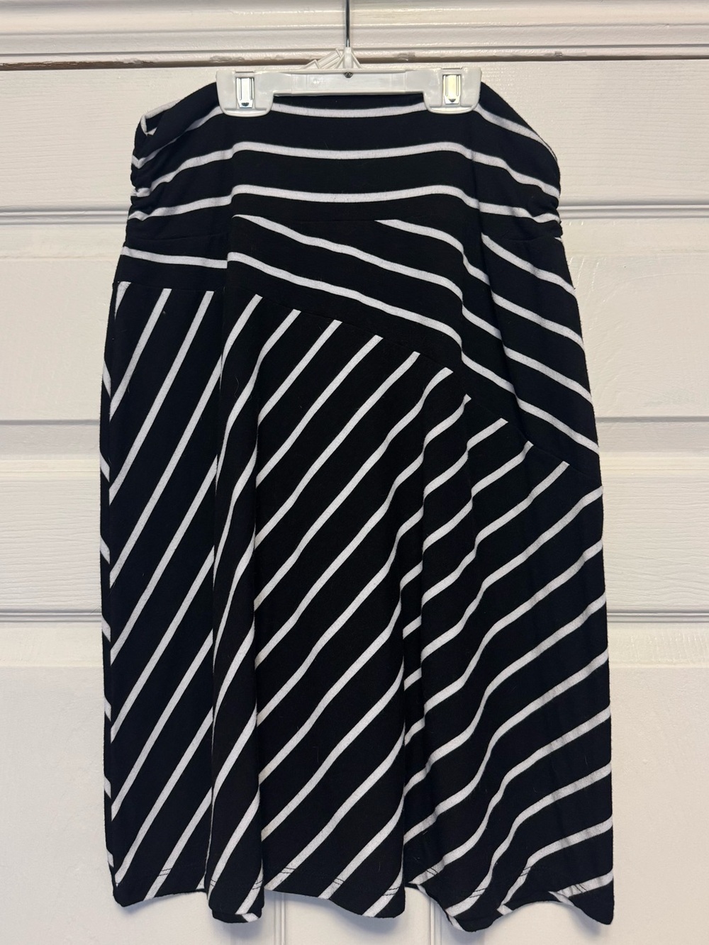 Striped Black and White Midi Skirt